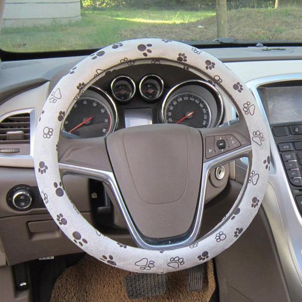 

steering wheel covers 1pc 38cm 15inches gray soft comfy cute printed automotive car cover fashion lovely accessory