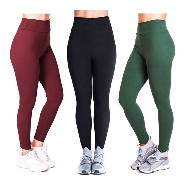 

zohra new solid color yoga pants women's high waist elastic leggings, Gray