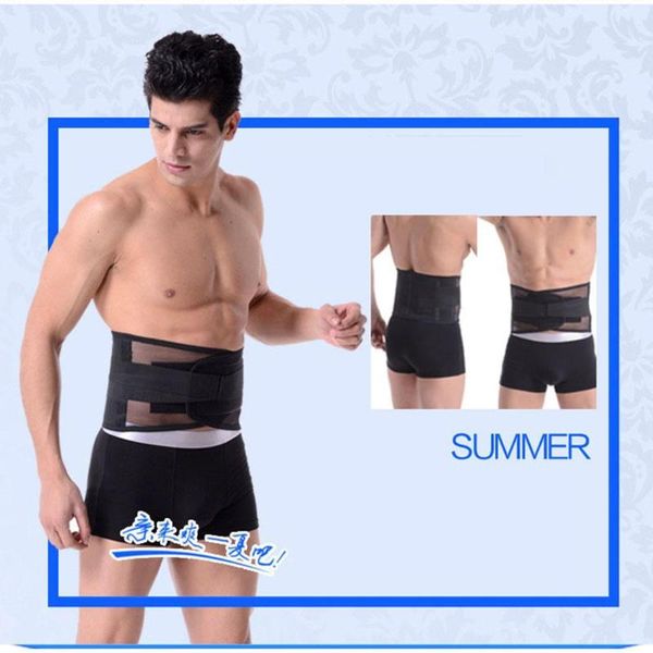 

adjustable double pull lumbar belt pain relief breathable support waist, Black;gray