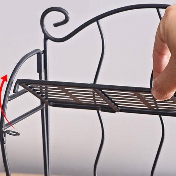 

hooks & rails 2 tier foldable shelf spice rack cabinet pantry iron standing storage tray counterorganizer for kitchen bathroom