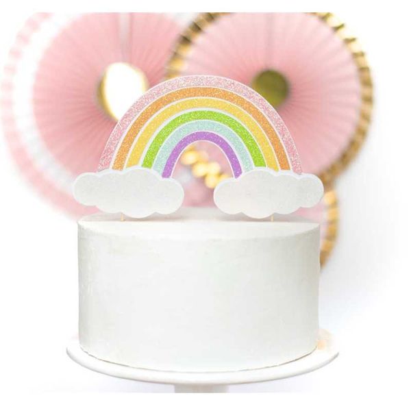 

party decoration pastel rainbow | custom cake er colorful birthday