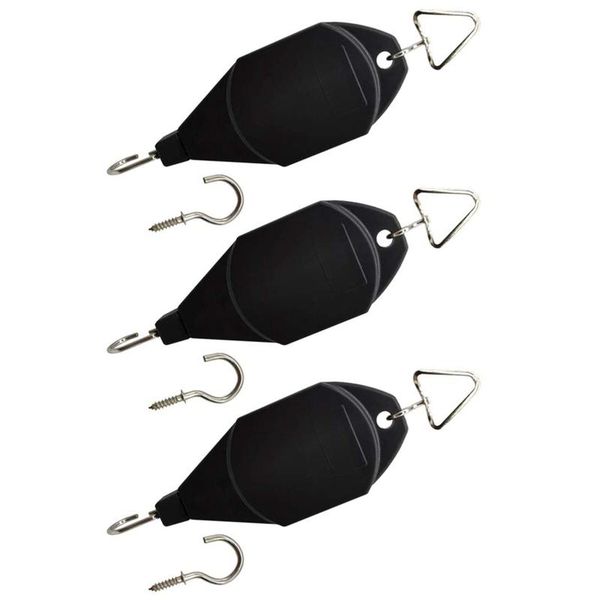 

hooks & rails 3 pack plant pulley hanger, retractable hook pulley, adjustable hanging pulleys for garden baskets bird feeder