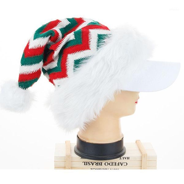 

christmas decorations knitted long fringed hat red and green santa plush year child hats