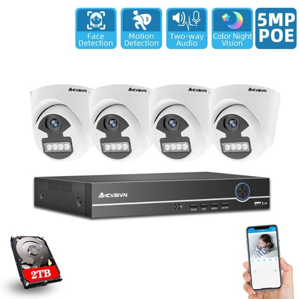 

camera security system kit poe 5mp 4ch nvr indoor two way audio home video surveillance set wireless kits