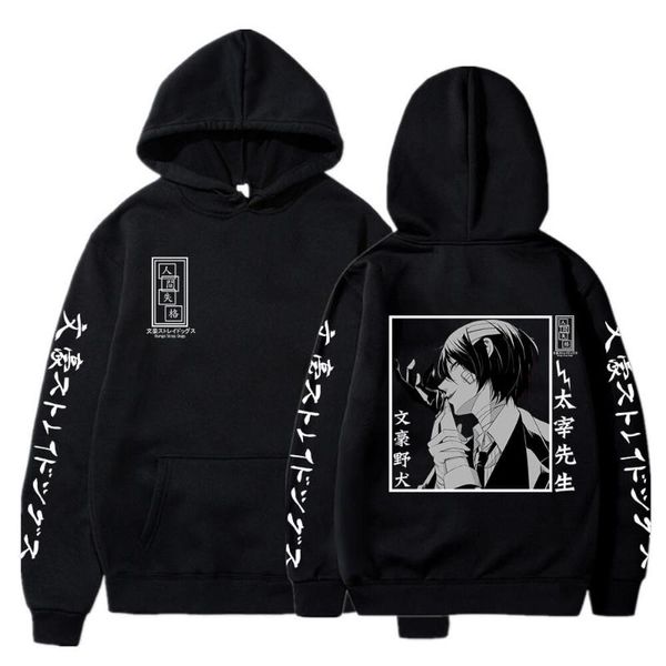 

men's hoodies & sweatshirts anime bungo stray dogs hoodie dazai osamu akiko yosano nakahara chuuya print sweatshirt men women hip hop s, Black