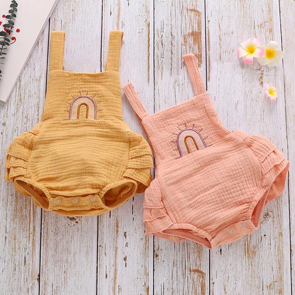 

0-24m born infant baby boys girls sleeveless rainbow romper bodysuit clothes jumpsuit kleidung e1 rompers, Blue