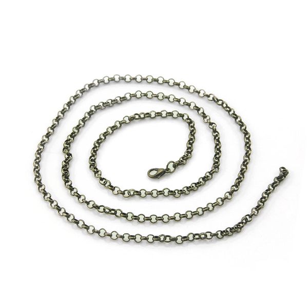 

4mm 80cm long retro alloy gold silver plated link o chains for hip hop pendant necklaces women men's jewelry