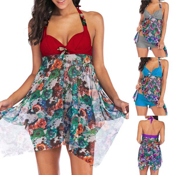 

one-piece suits swimwear swimsuit women's swimming suit bikini 2021 fashion women floral print breast pad swimwear split bikini bathing