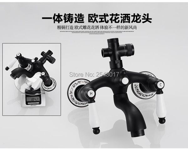 

bathroom shower set black color dual handle wall mounted 8" rainfall with ceramic hand zr65 sets