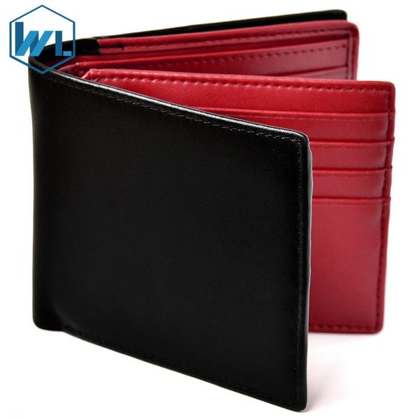 

japanese new anti-theft brush leather rfid men's business wallet short gift bag, Red;black