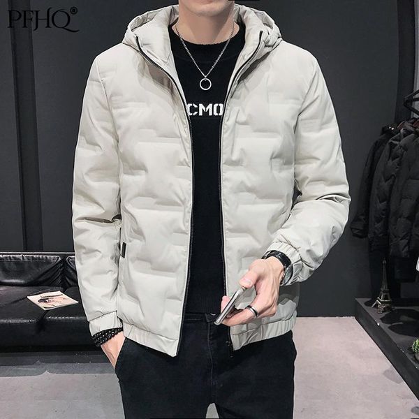 

men's down & parkas pfhq 2021 fashion slim solid color short hooded korean trend lightweight jacket autumn and winter 21d1866, Black