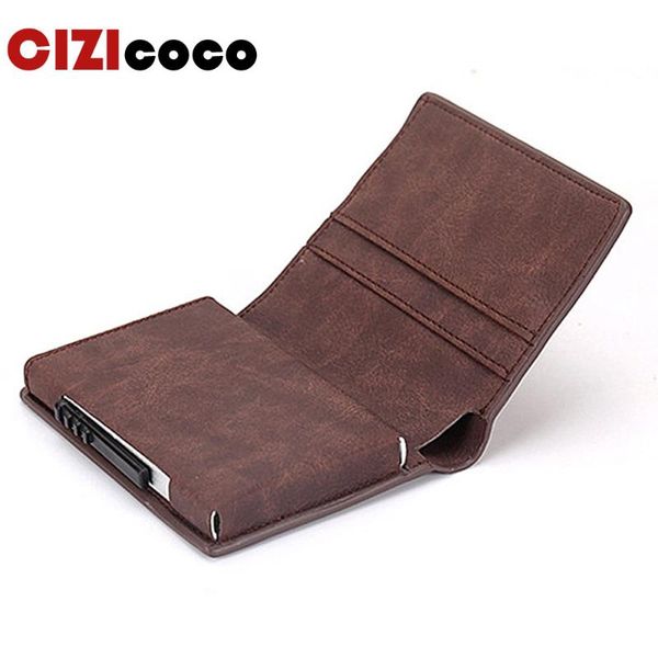 

card holders fashion holder aluminium men women metal wallet for id business package rfid protector, Brown;gray