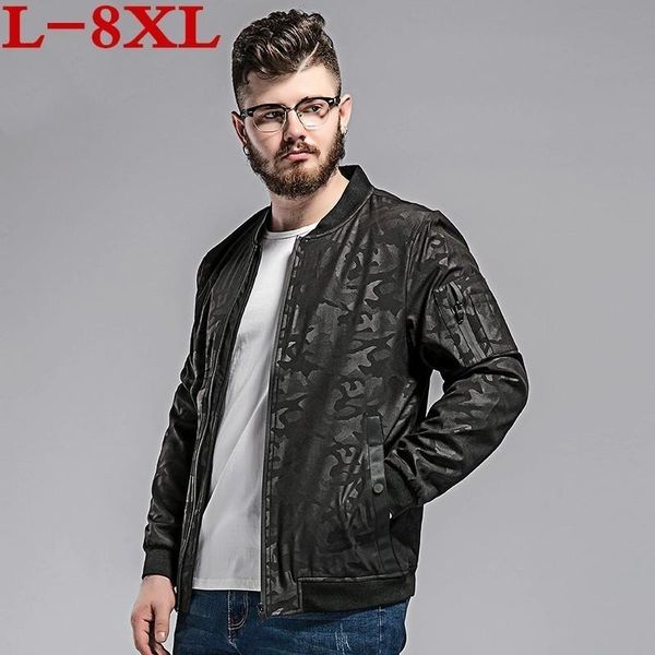 

men's jackets 2021 8xl 7xl 6xl plus size camouflage jacket spring and autumn coat loose baseball collar shirt tide, Black;brown