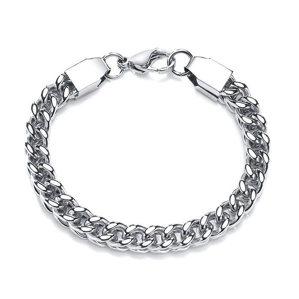 

link, chain trend fashion stainless steel bracelet color men's jewelry, Black