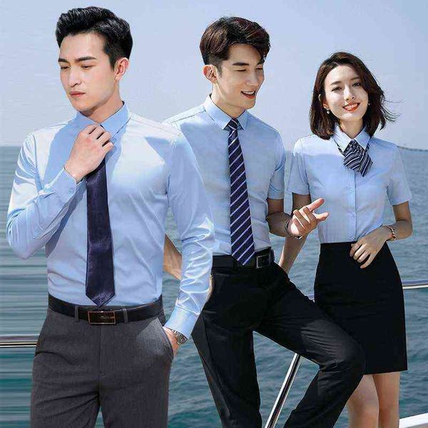 

luxury suits blaze profsional men's and women's same short sleeve shirt set office real tate consultant 4s store enterprise, Black