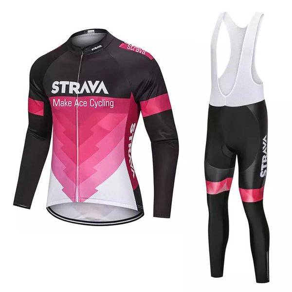 

racing sets strava long cycling jersey mens set mountain bike clothing mtb road wear 19d gel padded bib pants hombre, Black;blue