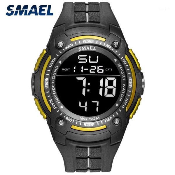 

outdoor sport watch men multifunction 5bar waterproof pu strap led display watches chrono digital reloj hombre 1377 wristwatches, Slivery;brown