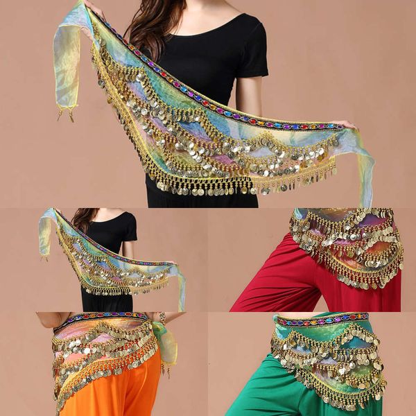 

indian performance gradient hip scarf belly dance new beginner waist chain, Silver
