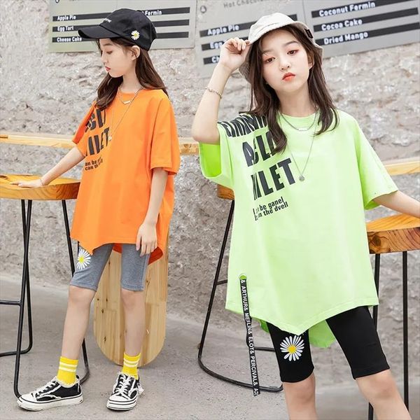 

kids clothes girls summer clothing sets short sleeve t shirt cotton pants tracksuit children outfit 4 6 8 12, White