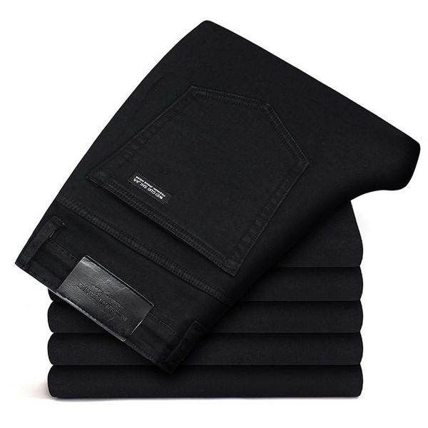 

brands jeans trousers men clothes black elasticity skinny business casual male denim slim pants classic style 211111, Blue