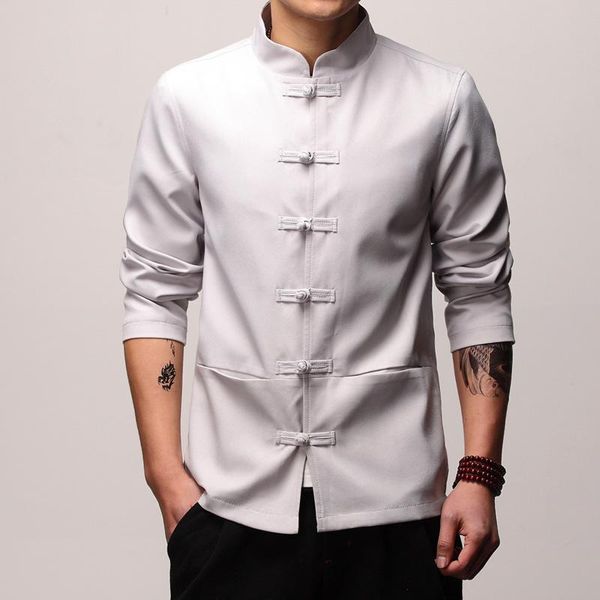 

ethnic clothing mens traditional chinese spring autumn solid tang suit men tai chi master costume male jackets cn-003, Red
