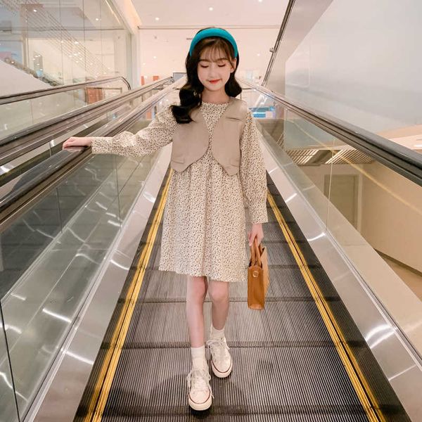 

girls spring and princs autumn drs foreign style skirt middle school children's fashionable long sleeved, Black;gray