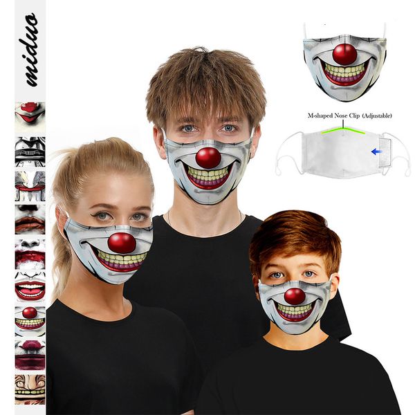 

printing digital children clown adjustable ear hanging filter life mask