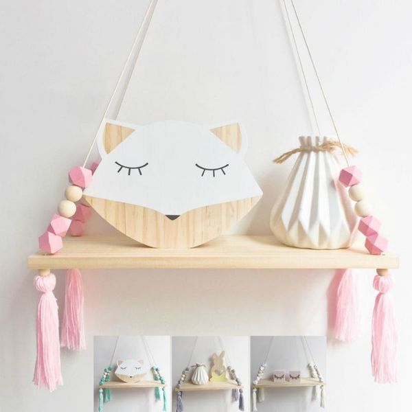 

nordic nursery & kids decor tassels storage shelf rack wall hanging wood toys model baby kid room furnish artic home decoration other