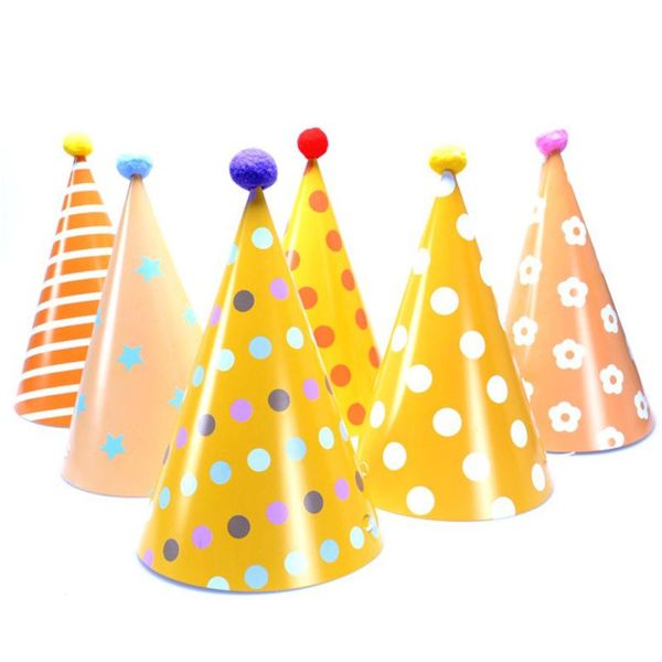 

party hats 10pcs birthday hat creative cap fuzzy triangle adorable paper diy for kids boys girls (random style color)