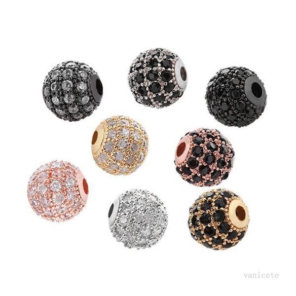 Perlina di azorite da 8 mm Ornamento fai-da-te Micro diamante incastonato perline a mano tonda Ornamenti con perline a mano dal design elegante Arti raffinate ed economiche T9I001274