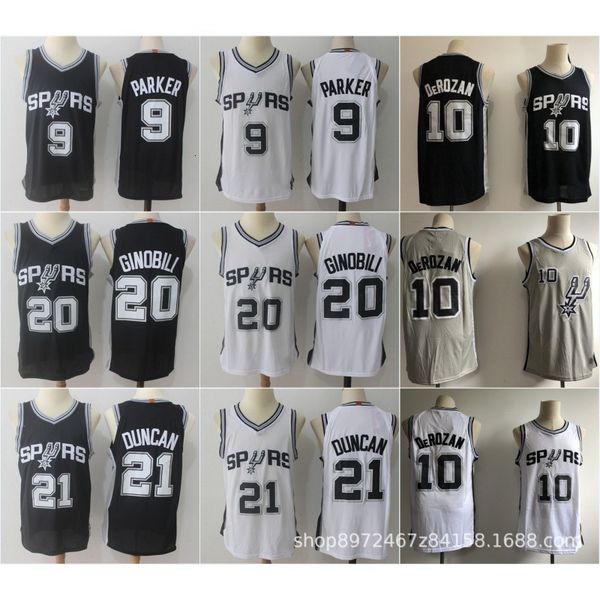 

tracksuit jerseys a spurs 20 ginobili 21 embroidered basketball jersey, Gray