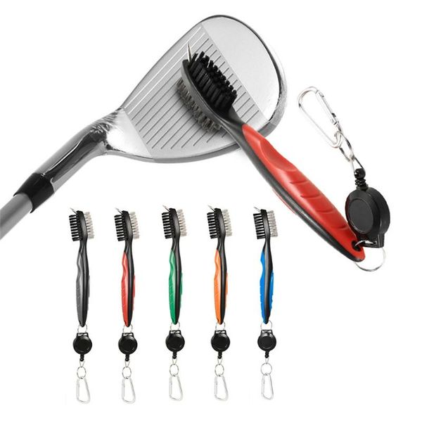 

golf training aids mini double sides brass + nylon club head groove cleaner brush cleaning tool kit with hanger accessories
