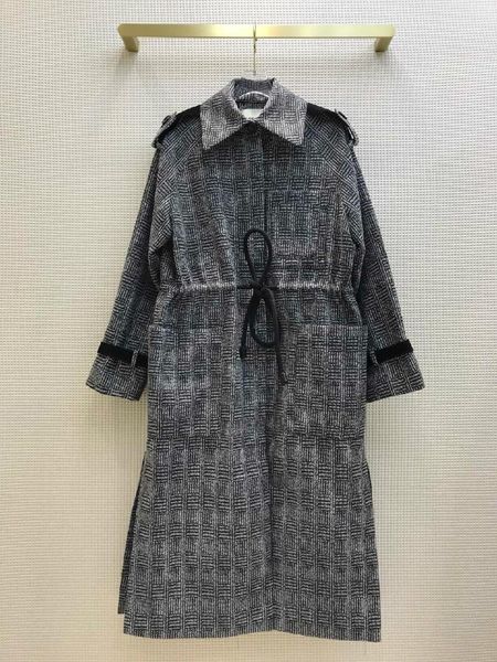 

early spring on the leisure temperament of female wool thousand bird case drawstring windbreaker coat women's jackets, Black;brown