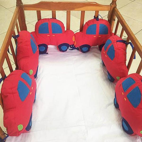 

bedding sets 6pcs baby bed bumper cute car shape for borns boys room decoration thick soft crib protector kids cot cushion detachable