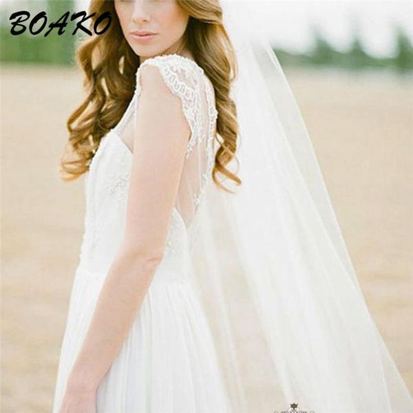 

bridal veils boako white cathedral wedding veil with comb 2meters one layer lace edge long accessories veu de noiva, Black