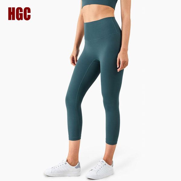 

yoga outfit hgc leggings sport women fitness naked-feel soft squat proof pants high waist no front seam elastic workout gym tights