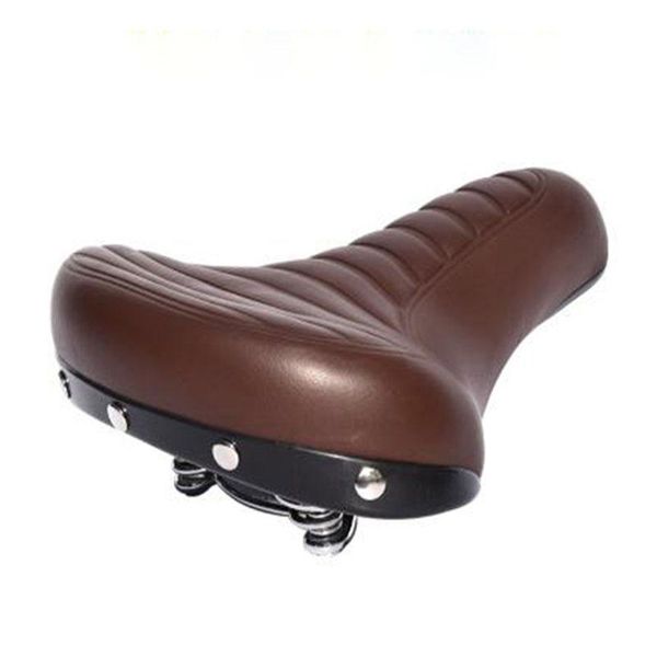 

bike saddles comfortable road seat soft wide thicken bicycle saddle vintage white black leather pad with spring cycling accessories