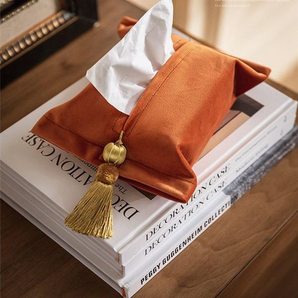 

soft velvet nordic style tissue box fabric bag cover car office portable pumping napkin storage rectangle solid color boxes & napkins