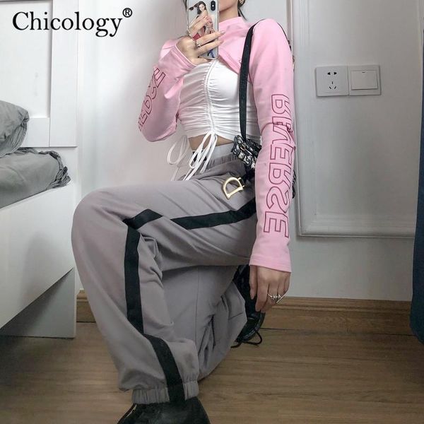 

women's pants & capris chicology side stripe sweatpants high waist long 2021 women winter fall clothes pocket streetwear kpop sprotswea, Black;white