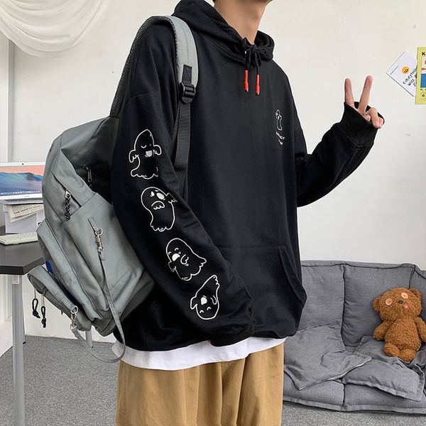 

men's hoodies & sweatshirts mens black fashion couple casual loose pullover 2021 autumn japanese streetwear brand oversized male