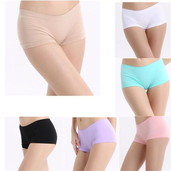 

short boxer briefs for women one-piece seamless anti-light girls four-corner panties mid-length underwear women's, Black;pink
