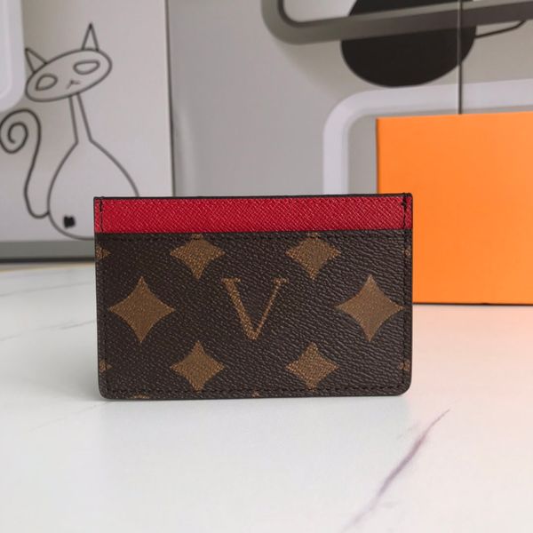 

2021 fashion flowers designer wallets luxurys mens womens leather bags classic digram checkered coin purse original box lady card holder m61, Red;black