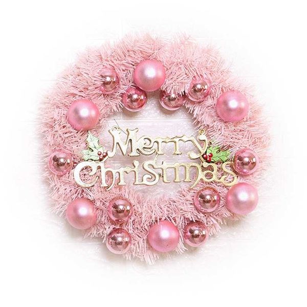 Weihnachtskugel-Kranz, 30 cm, Weihnachtsdekoration, rosa Kranz, Einkaufszentrum, Fensterdekoration, Kranz 211104