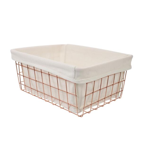 

storage baskets rose gold basket with lining cloth iron art hollow container