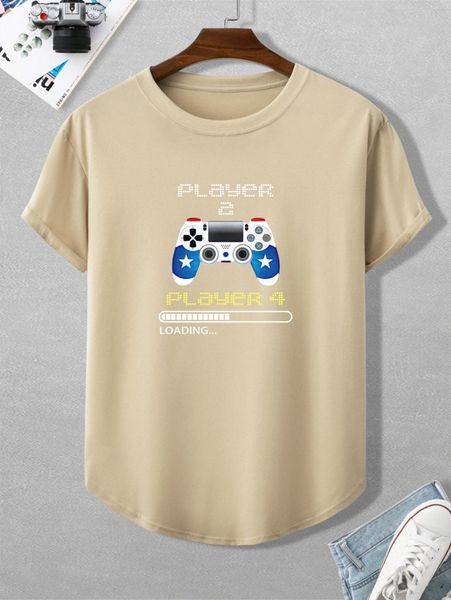 

men gamepad & letter graphic tee r1by#, White;black