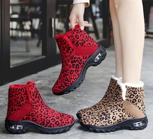 

boots winter women with fur warm plush snow ankle flat platform suede shoes plus size outdoor sneaker, Black