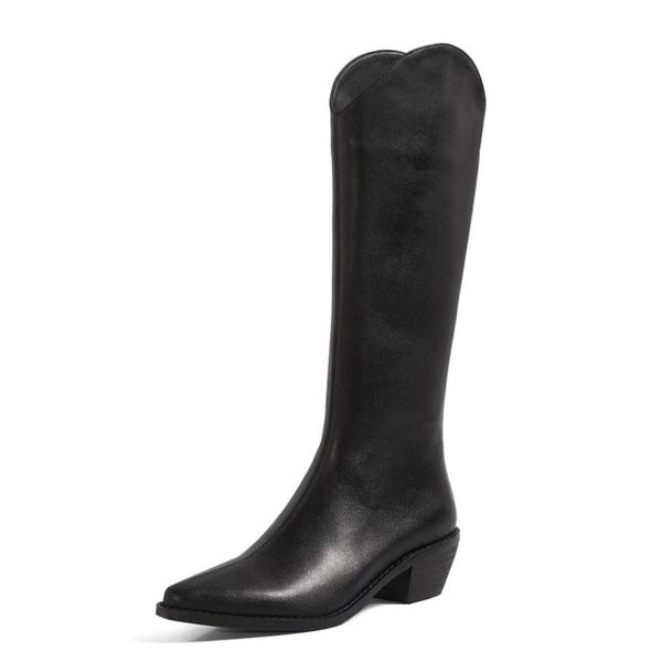 

women knee boots fashion leather zipper warm winter shoes woman heeled long boot office lady footwear size 34-39, Black