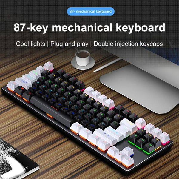 

keyboards k550 87 keys usb wired rgb backlight blue switch gaming mechanical keyboard