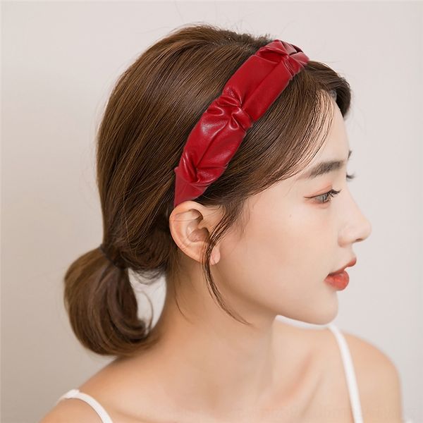 

2yxw qirui pure heads color pu pleated cloth hair band handmade band for women's simple handmade hair accessories, Silver