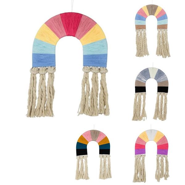 

tapestries nordic woven rainbow tapestry wall hanging living room bedroom color pendant decoration home decor